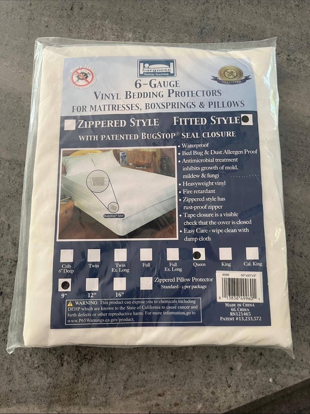 Bargoose vinyl bedding protector queen